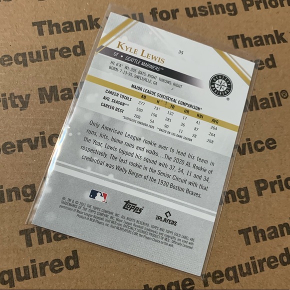 Kyle Lewis ‘21 Topps Gold Label Card - Picture 5 of 6